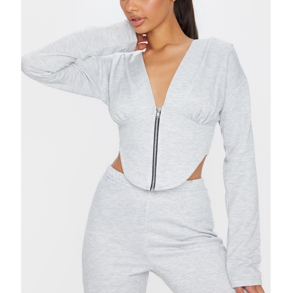 NWT grey corset zip hoodie